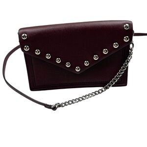 Rebecca Minkoff Blythe Studded Burgundy Crossbody Mini Bag